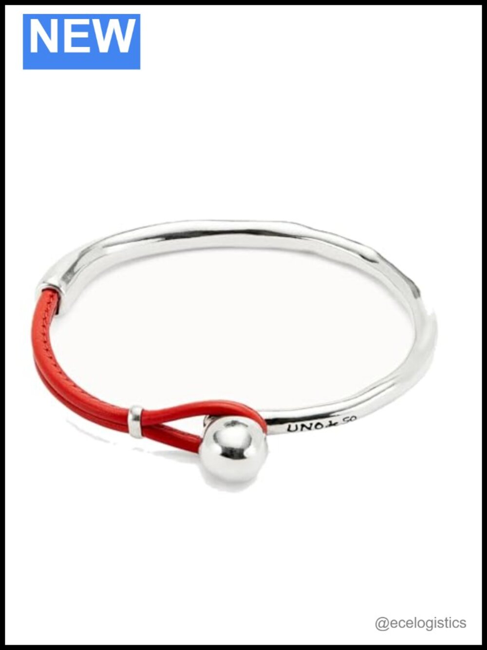 Sterling Silver-Plated Leather Accent Semi-Rigid Bangle Bracelet